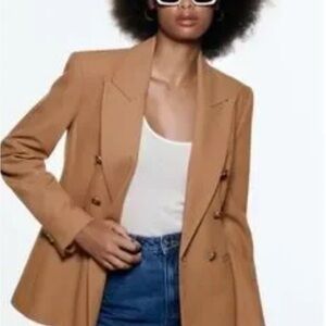 Zara Tan Blazer Structured Tailored Jacket